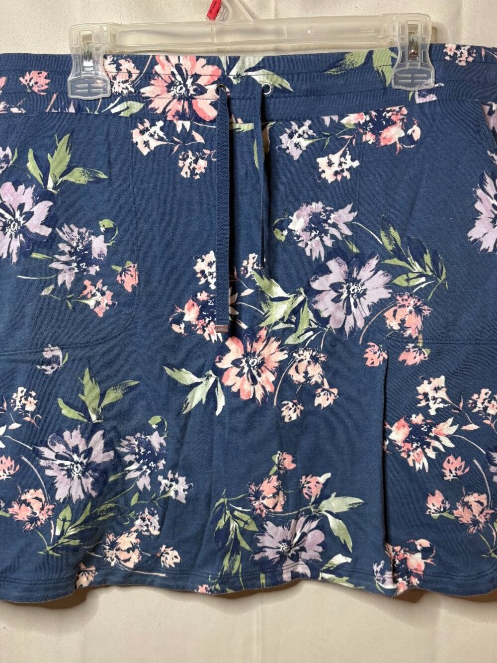 Women's Croft & Barrow Size Large Blue Floral  Skort Mini Skirt w/ Pockets